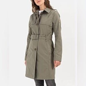 Laundry By Shelli Segal Green classic hooded Trench Coat Belted women's size XS
